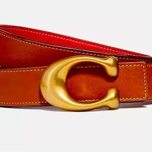 Coach Hardware Reversible Belt, 32 Mm in Red and Brown